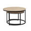 Ensemble de 2 tables gigognes rondes de 31,5 pouces, style industriel moderne, conception peu encombrante, finition bois, utilisation multifonctionnelle