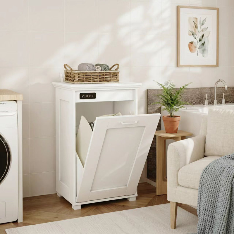 Tilt-Out Laundry Hamper Cabinet With Ozone Deodorizer
