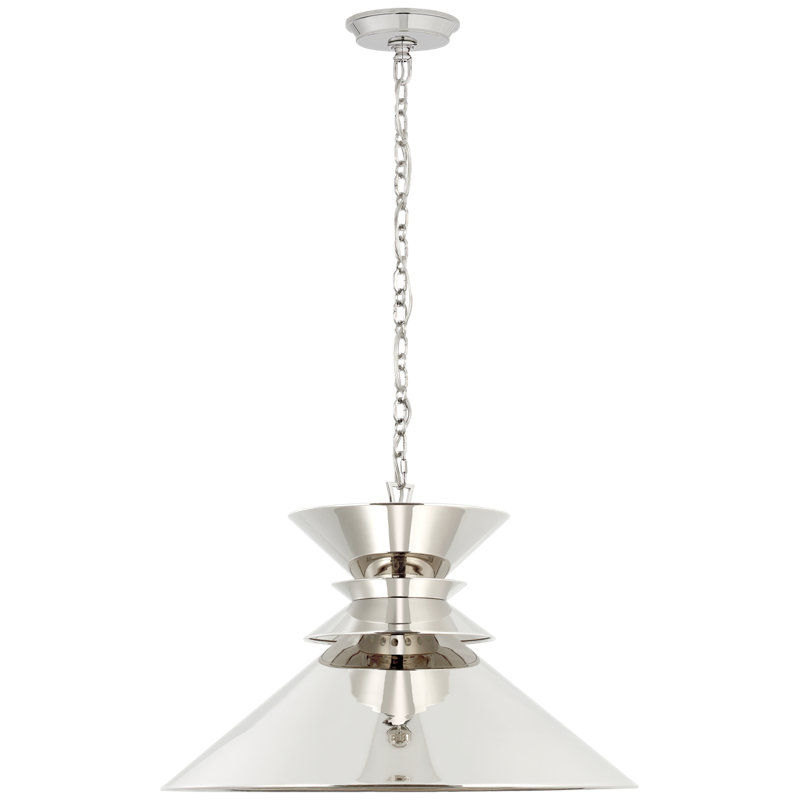 Chapman & Myers Alborg Large Stacked Pendant, Polished Nickel, Matte White
