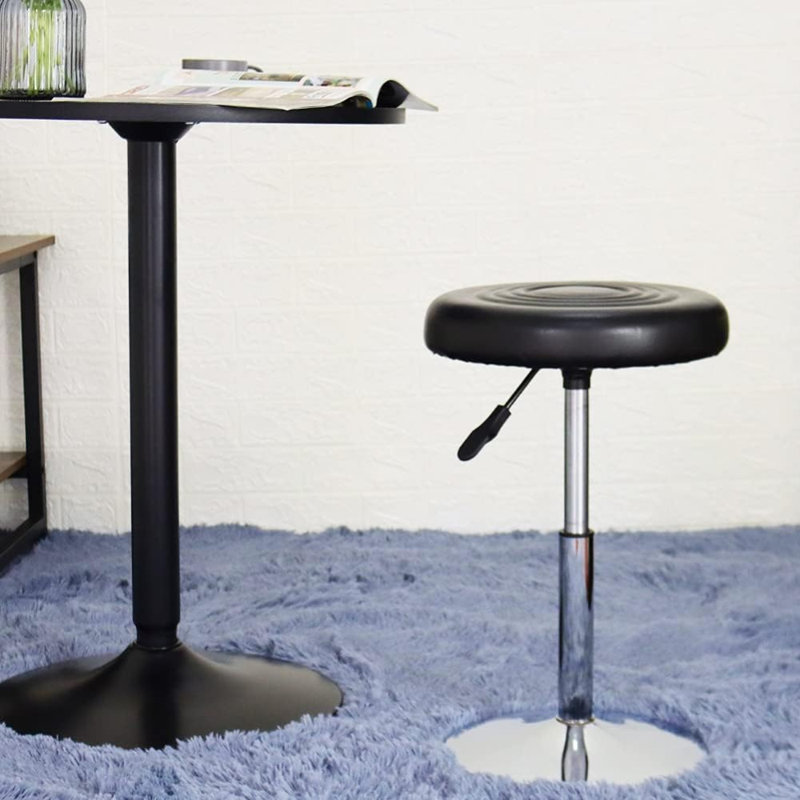 Round Adjustable Leather Office Stool