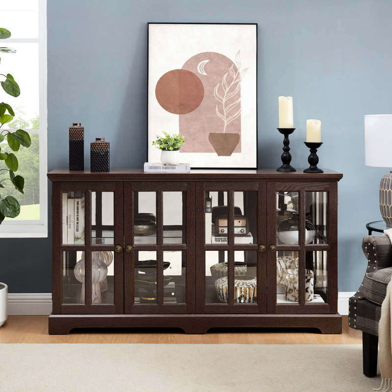 Vitrine antique en cerisier avec tablettes réglables et lumières DEL