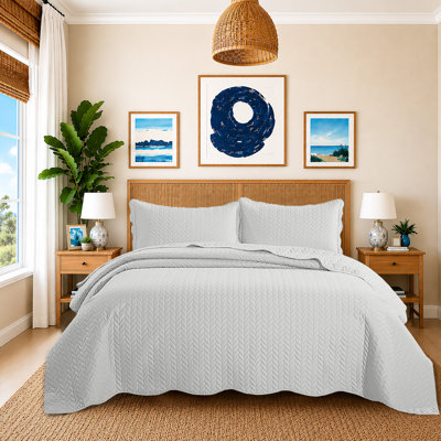 California King Embossed Microfiber Coverlet Set – Lightweight & Oversized Bedding Set