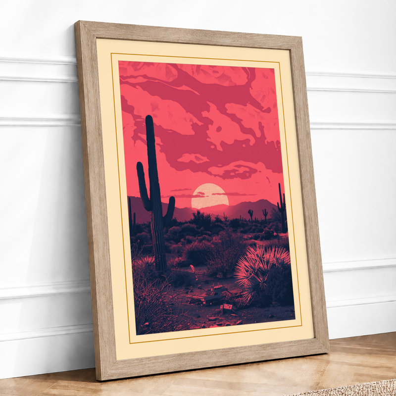 Desert at Sunset Rustic - Framed Print, Oak, A3 - 42.0 x 29.7 cm