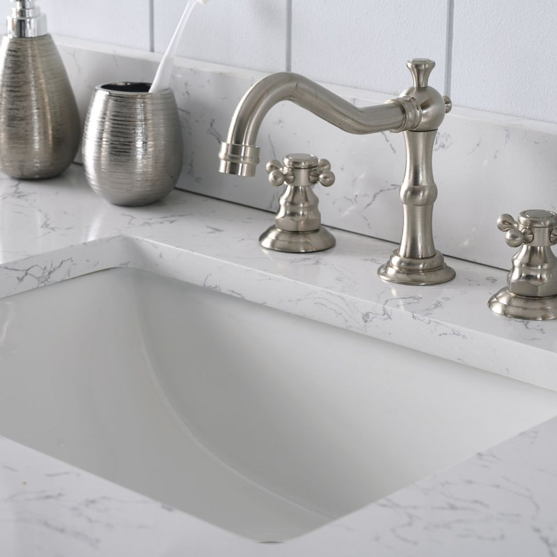 Thompson 60" W Double Vanity, White/Brushed Nickel