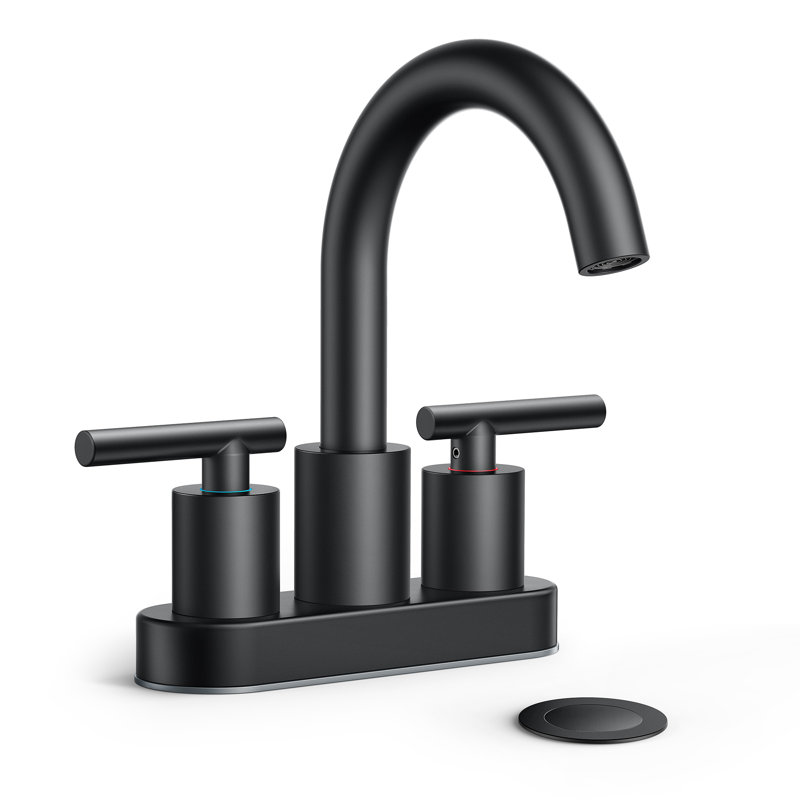 Forious® Ultra Celestine Centerset Bathroom Faucet with Drain Assembly, 2-handle Bathroom Sink Faucet, Matte Black