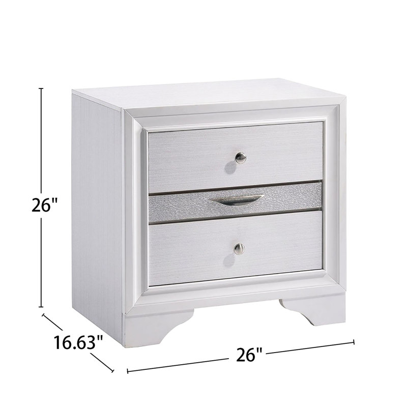 Table de chevet contemporaine 3 en blanc - avec espace pour bijoux caché et matériau avec tiroir de style chambre à coucher
