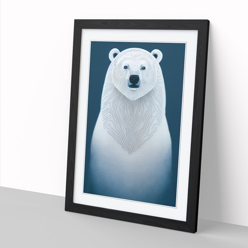 FRM-V0523-1883X Polar Bear - Picture Frame Print, Oak, 34cm H x 25cm W x 2cm D