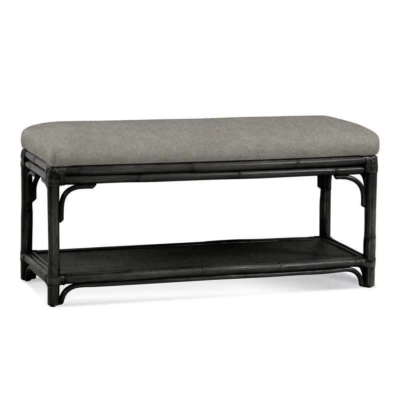 Summer Retreat Wicker Shelf Storage Bench, Sea Glass, Basic Grey; 0317-83
