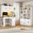 47.2" Computer Desk with Hutch + 58.7" Bookcase Set, Home Office Desk with Charging Station & LED Lighting, Triple-Wide Storage Shelf with Display & Concealed Cabinets, 2-Piece Furniture Suite