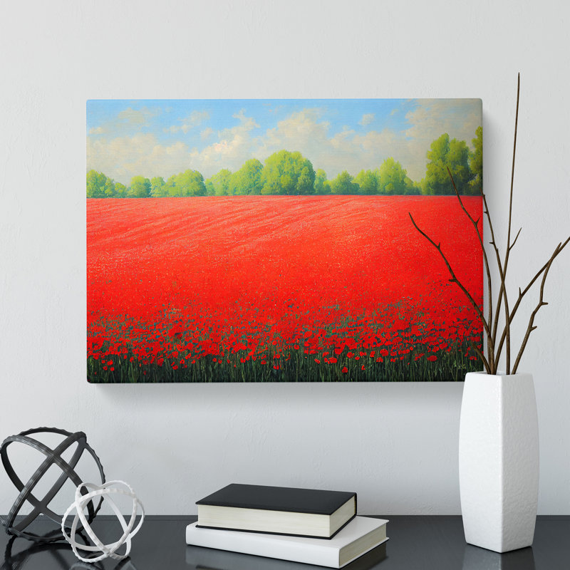 Joyous Poppy Field Flowers - Wrapped Canvas, 35cm H x 50cm W x 3cm D