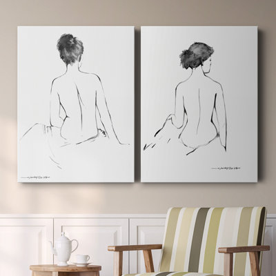 " Sketchy Silhouette I " 2 - Pieces