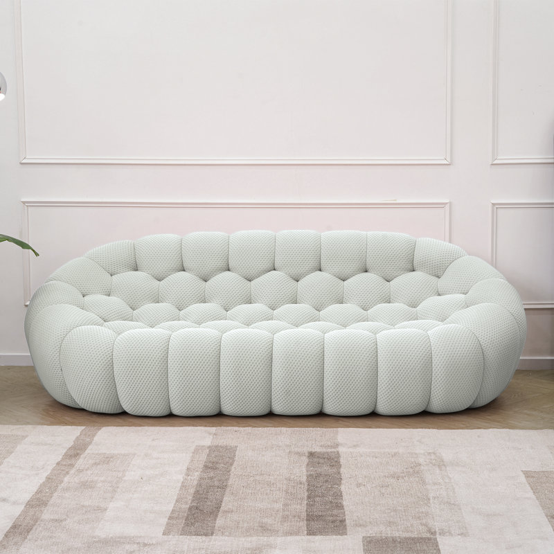 Cenie Upholstered Boneless Sofa, No Assembly Required, Light Gray, 30.71" H x 98.43" W x 42.52" D