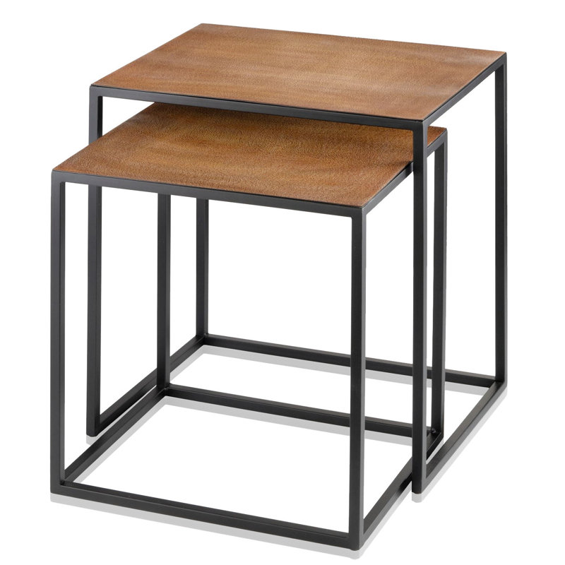  Table de bout contemporaine en résine noire et brune 22 po