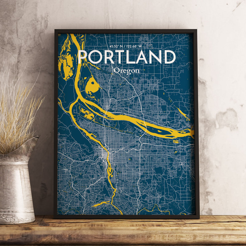 Portland City Map 1 Piece Wall Art, 43.2cm H x 27.9cm W x 0.13cm D