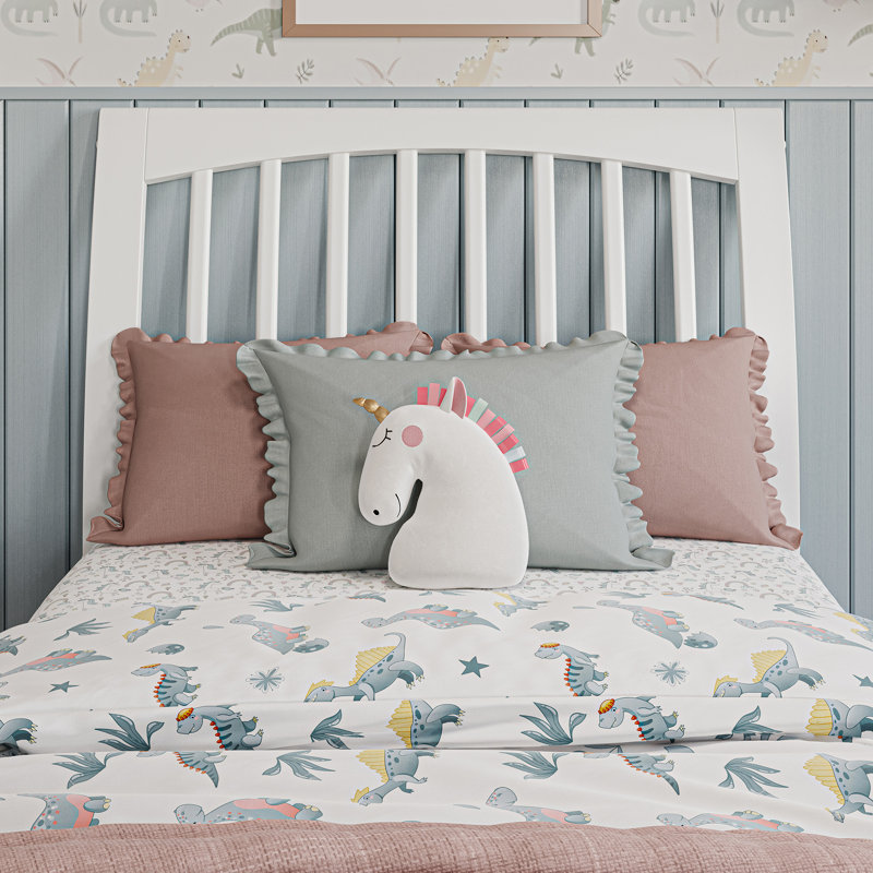 Omariah Solid Wood Traditional Slat Sleigh Headboard, White, Twin