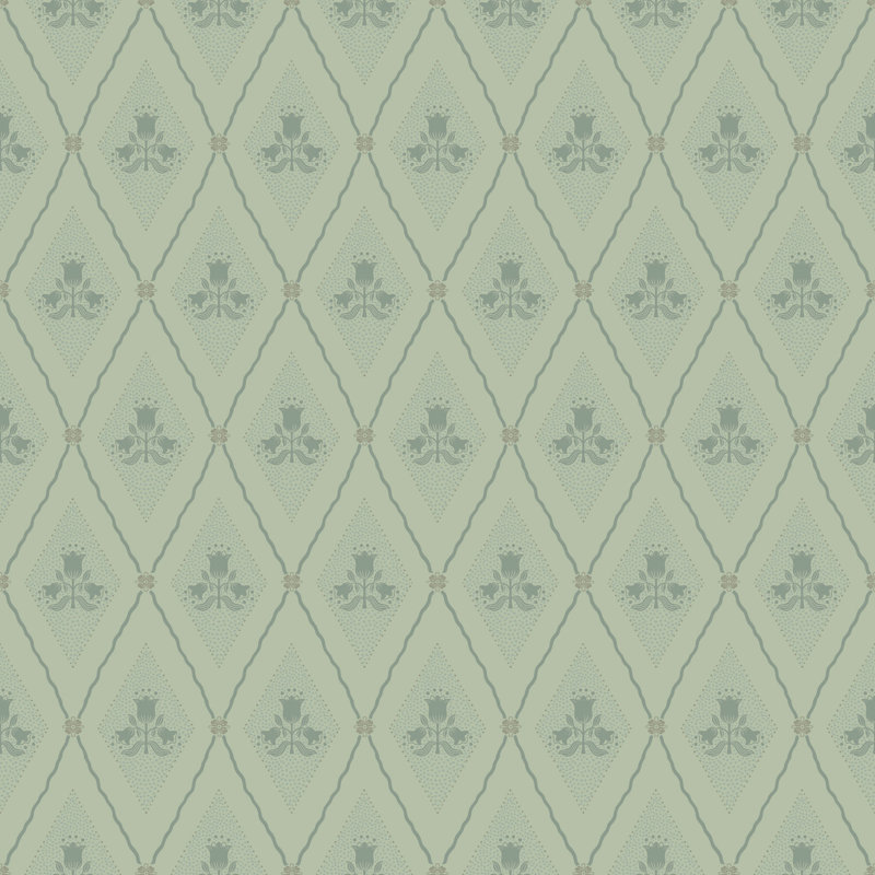 Alma Moss Diamond Floral Wallpaper, Green