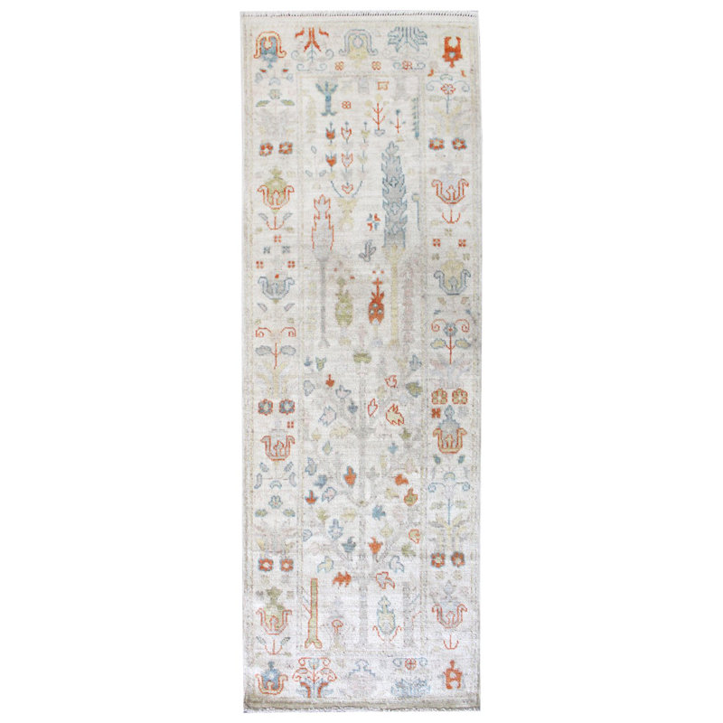 Tapis de couloir unique en laine noué à la main de style nouvel âge 2 pi 8 po x 7 pi 10 po Oushak