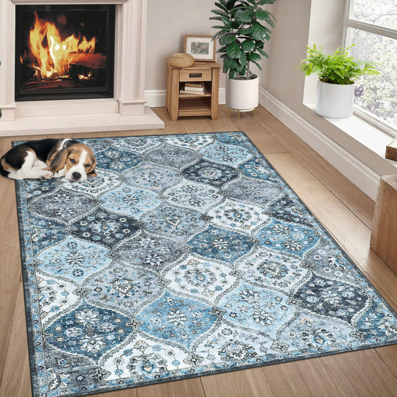 Machine Tufted Area Rug, Blue, Rectangle 160 x 230 cm