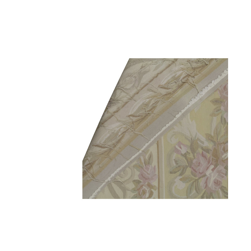 Hand-Knotted High-Quality Green and Beige Area Rug, Rectangle 8'11" x 12'1"