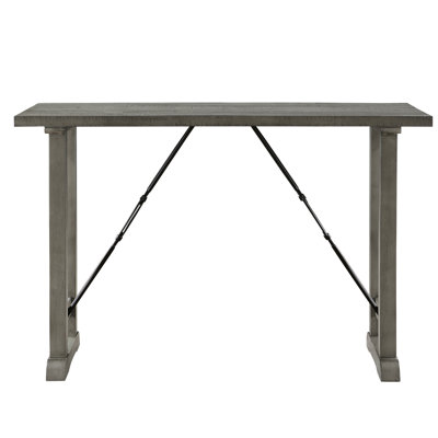 Finition grise, table à hauteur de comptoir, cuisine et salle à manger, design d'inspiration industrielle, sièges 4, métal, bois