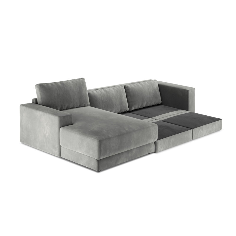 Donatella 6 Seater Sofa Bed, Left Hand Facing, Grey Velvet