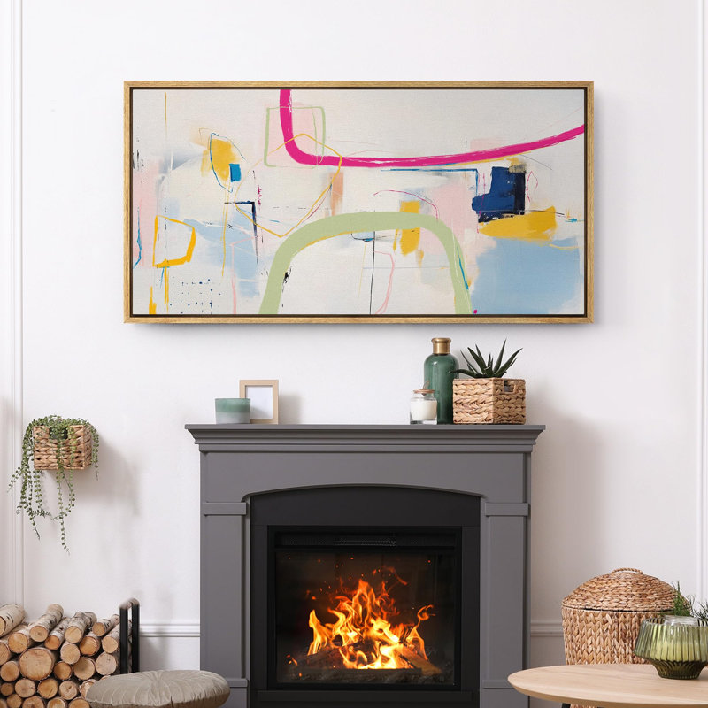 Contemporary Contemporary Abstract Splash Colorful, reproduction d'art sur toile, H 30 po x l 60 po, Naturel