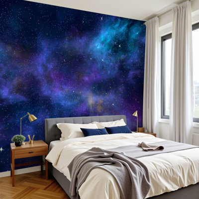 Papier peint adhésif autocollant Galaxy Outer Space Colorful Nebula