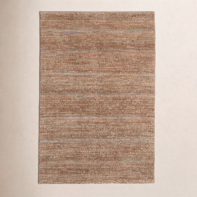 Beamond Brown Hand-Woven Striped Jute Rug