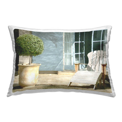Charming Coastal Porch Decorative Printed Throw Pillow Design by Noah Bay
