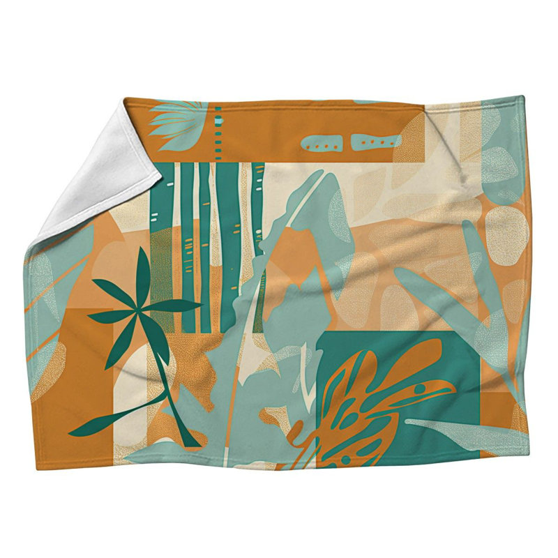 Jeté en molleton à motif floral, L 50 po x L 60 po