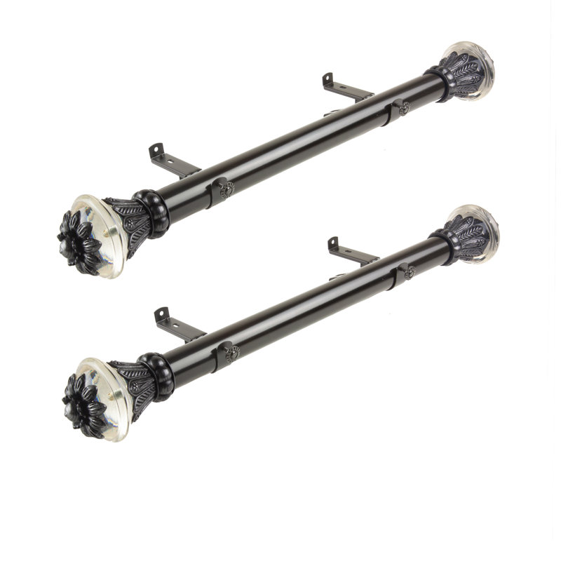 Tringle à rideau simple Siciliano Side, Noir, H 1,5 po x l 24 po x P 1,5 po