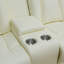 Ensemble de canapé de salon inclinable en cuir végétalien blanc 3 pièces avec porte-gobelets, charge sans fil et lumières DEL Ember