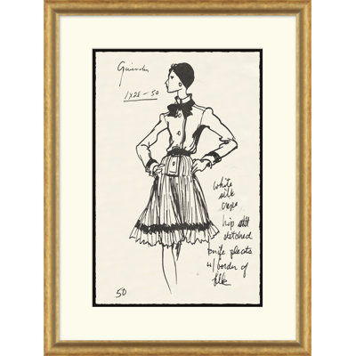 Croquis de mode rétro - cadre unique, impression de dessin sur papier