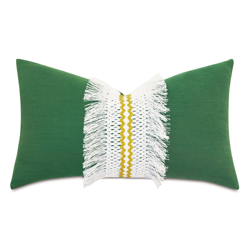 Meyer Fringed, Appliqued Outdoor Throw Pillow