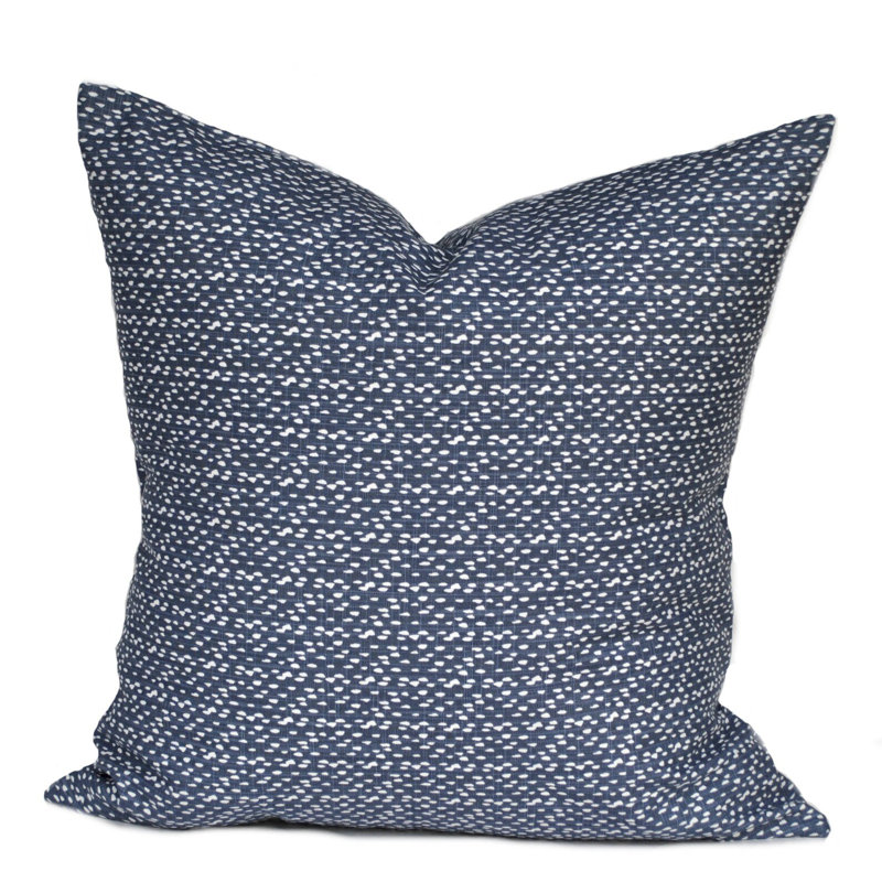 Housse de coussin 100% coton , Bleu marine, À pois, 21,5 po x 21,5 po