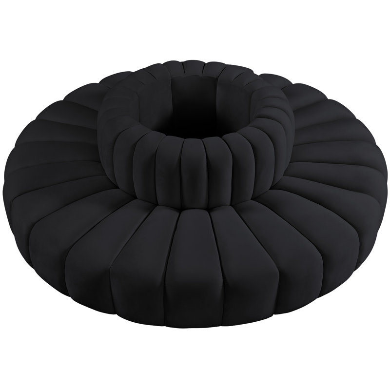Hite Upholstered Curved Sectional Reversible, Black Velvet