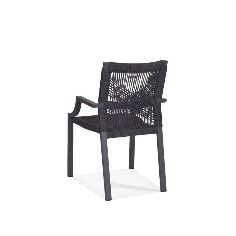 Graphite Gray Powder Coated Aluminum Dining Chair with Cotton Cushion