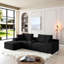 Canapé modulaire modulaire, canapé en nuage de velours côtelé à siège profond avec porte-gobelets, ports USB et boîte de rangement, canapé-lit, canapé sans dossier avec repose-pieds mobile pour le salon, aucun assemblage requis, noir-716215799