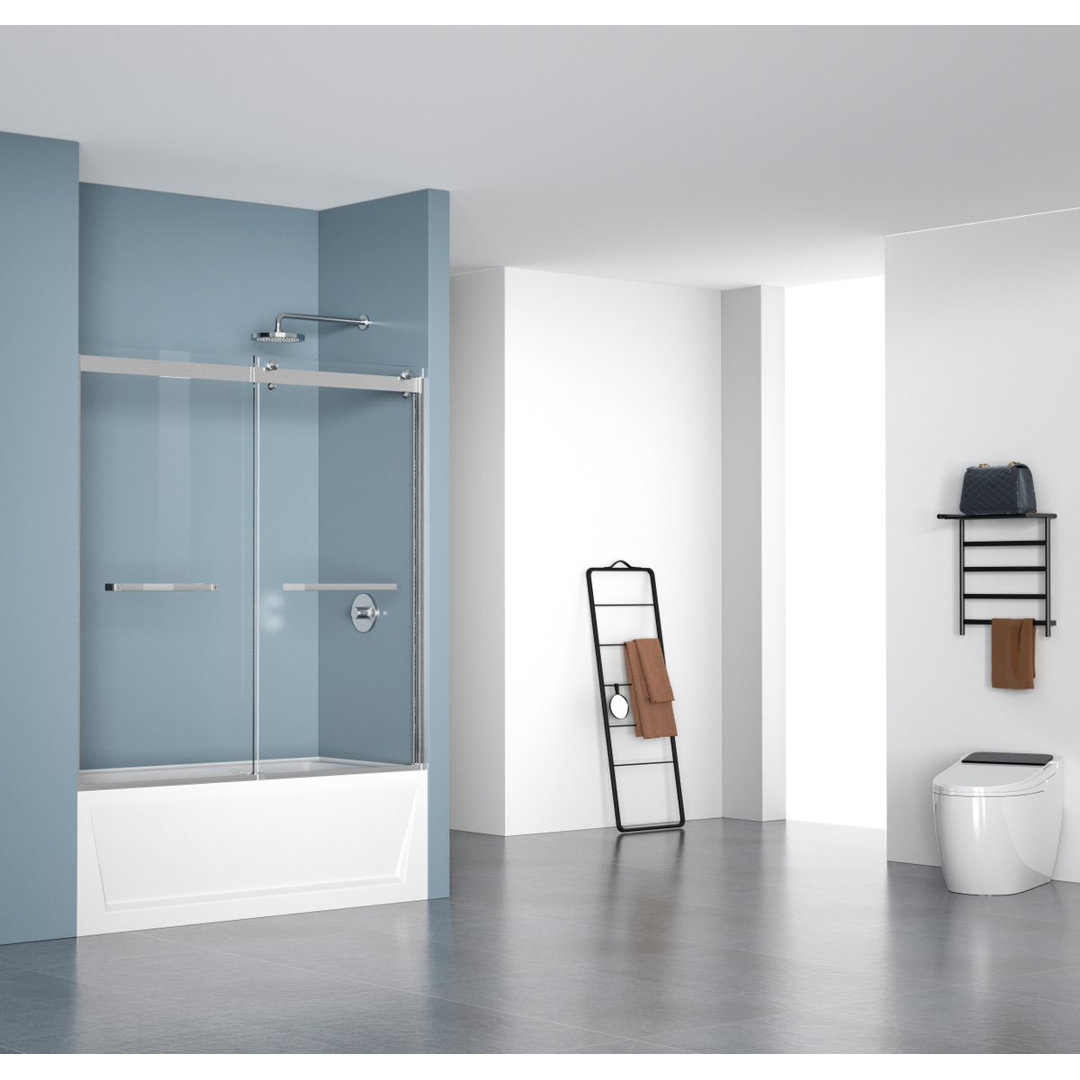 53.78" - 60" W x 60" H Double Sliding Frameless Tub Door Elegant Home Living 