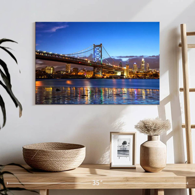 Pont Sirci Ben Franklin la nuit, H 16 po x l 24 po