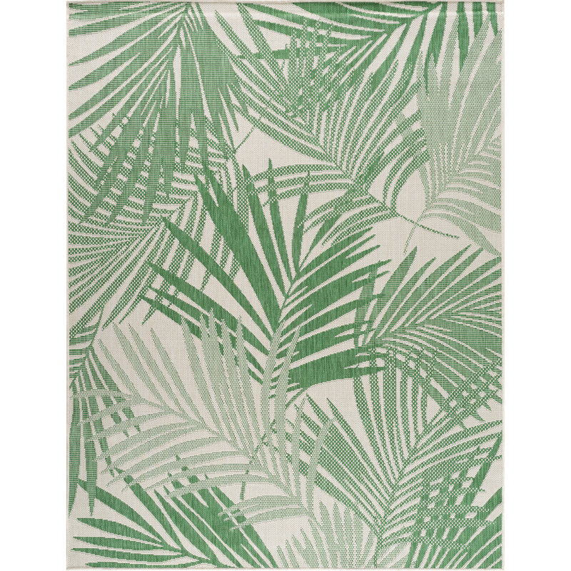Dajerin Indoor & Outdoor Boho Rug Green/Ivory, Rectangle 200 x 275cm