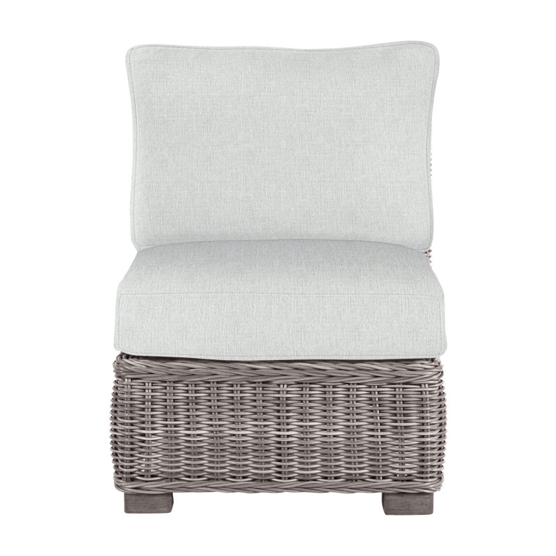 Rustic Woven Sectional Slipper Chair, No Welt, Oyster, Bali Pearl