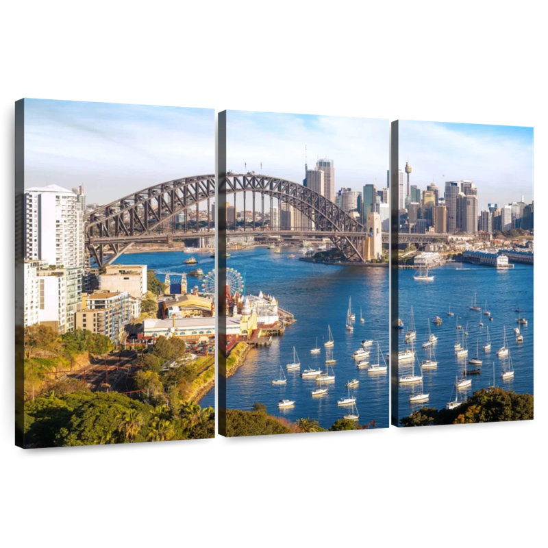 Vue panoramique de Sydney, H 36 po x l 57 po