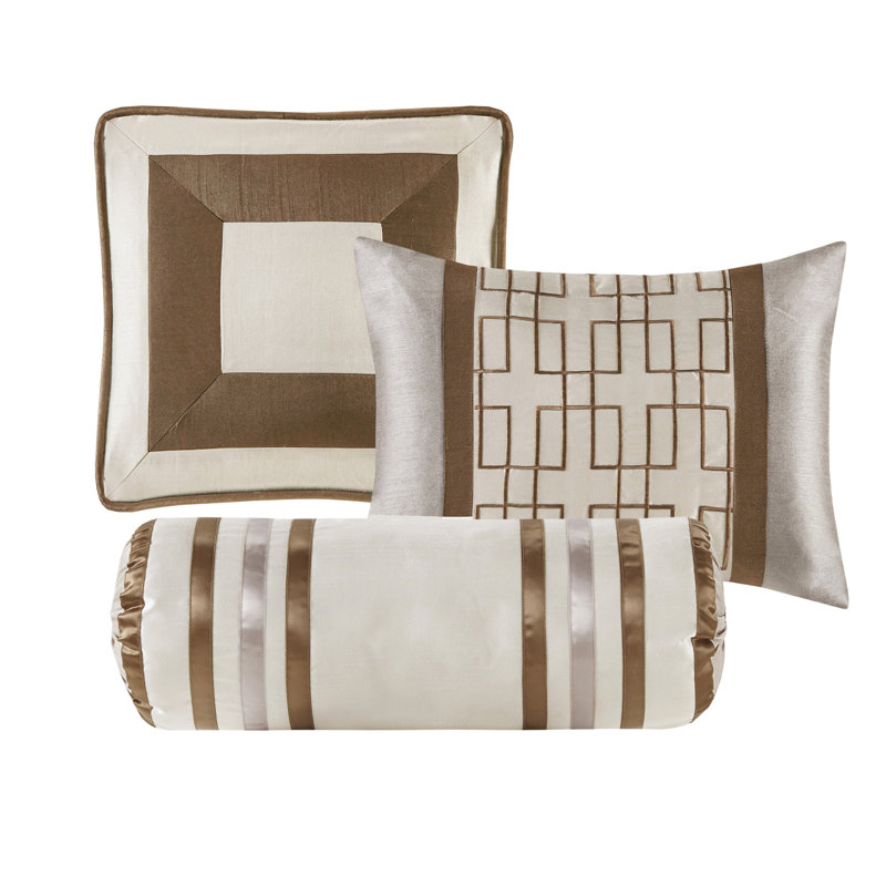 7 Piece Comforter Set Taupe/Brown