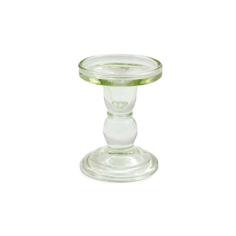 Barkett Glass Tabletop Candlestick, 11cm H x 7cm W x 7cm D