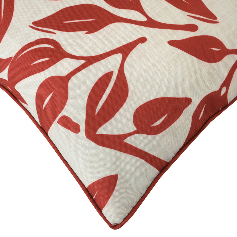 Ruby Red Floral Outdoor Reversible Throw Pillow
