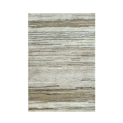 8' X 11' Beige and Brown Abstract Power Loom Distressed Non Skid Area Rug