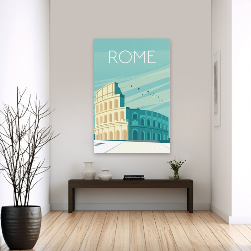 Rome - Rome Adventure Publicité Art turquoise, H 60 po x l 40 po