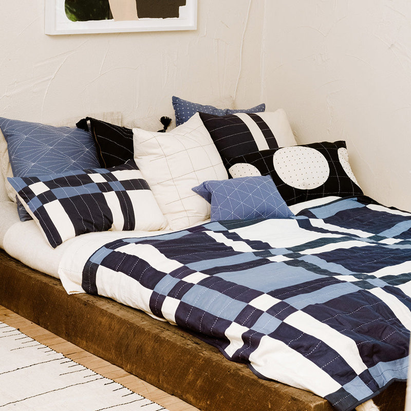 Quilted Throw Blanket, Navy