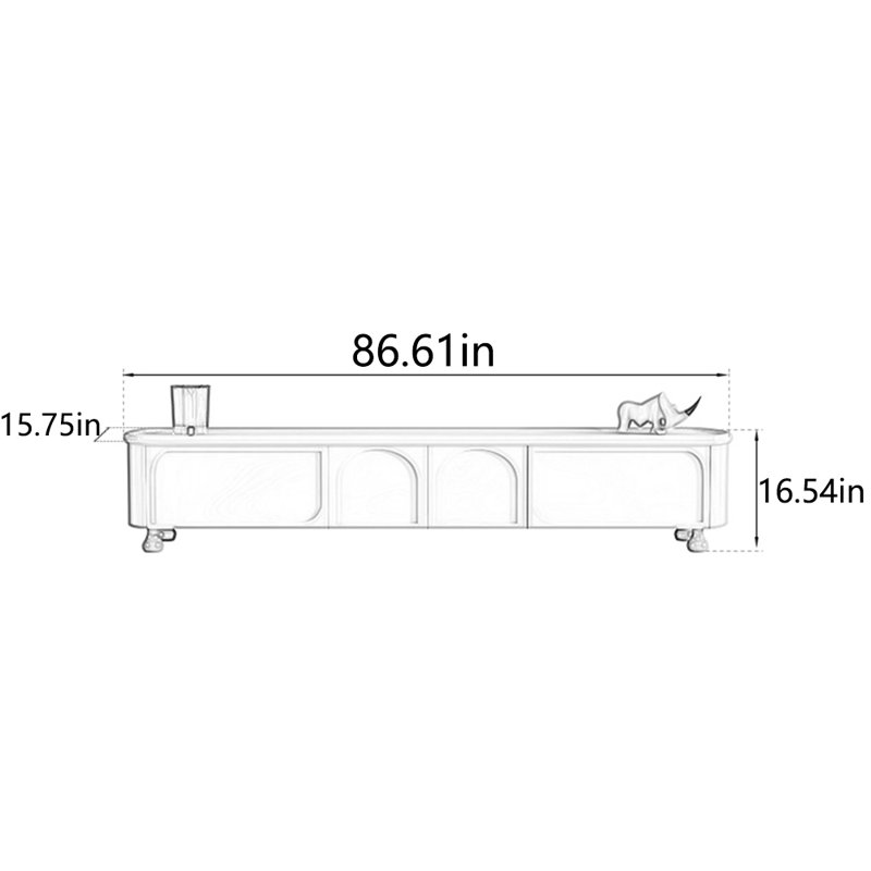 Cream style advanced simple creative TV cabinet, 86.61"
